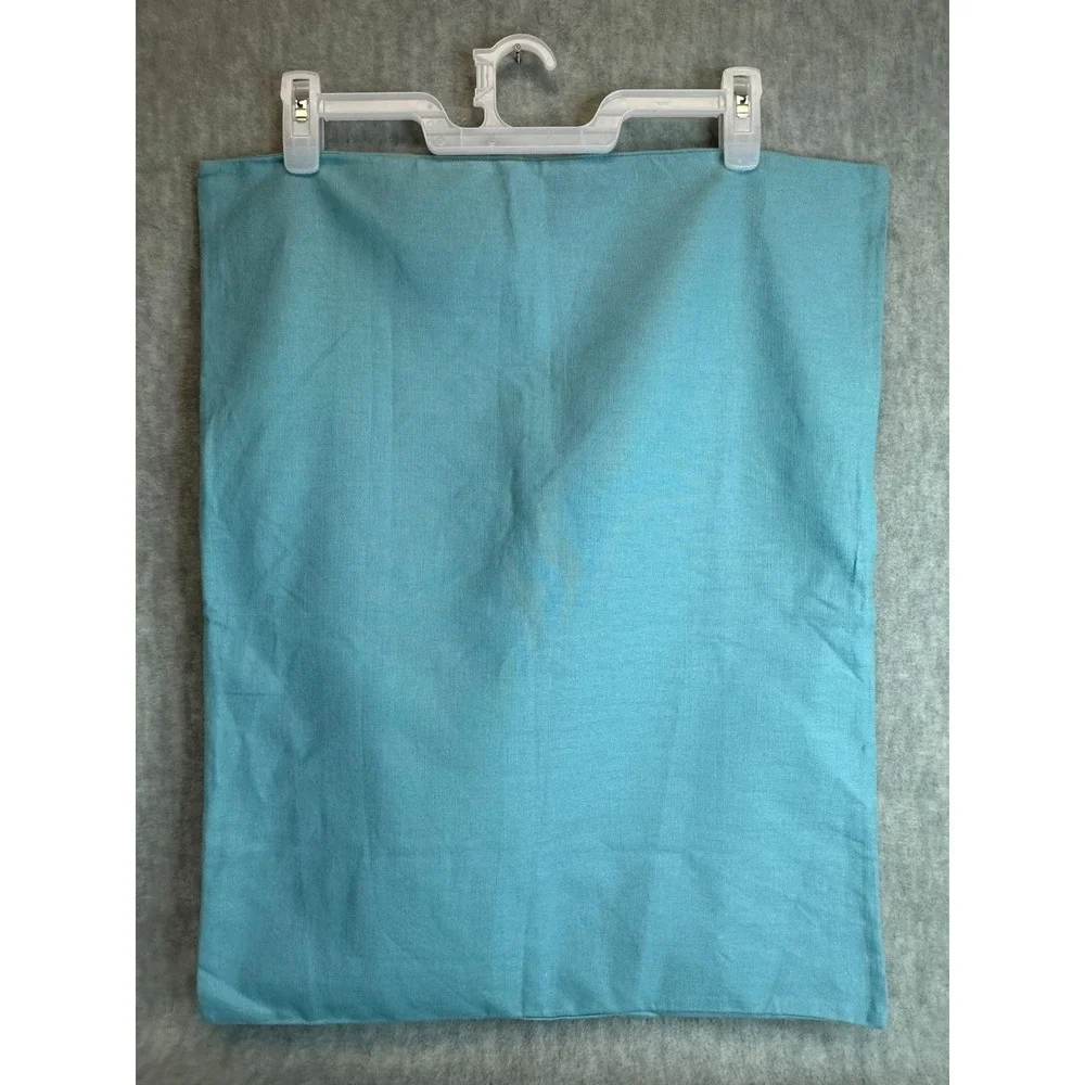 West Elm Solid‎ Teal Aqua Woven Pillow Shams Envelope Closure Linen Cotton